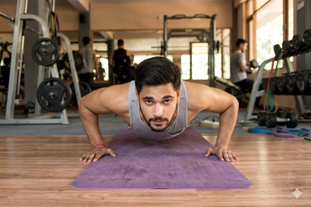 Man doing push-ups at the gym